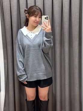 「LOWRYS FARM（ローリーズファーム）のストレッチインヒールロングブーツ 1054888（ブーツ、ブラック系）」を使った、mimuさん（レディース・154cm）の秋コーディネート