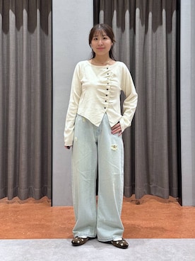 「LOWRYS FARM（ローリーズファーム）のバレエシューズ 1049086（バレエシューズ、ブラウン系）」を使った、mimuさん（レディース・154cm）の秋コーディネート