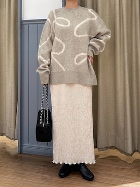 「ウエストゴム」｜「アイテム（アクセサリー）」を使った、mimuさん（レディース・154cm）の秋コーディネート