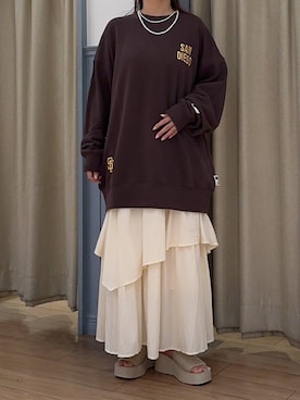 「LOWRYS FARM（ローリーズファーム）のパールタレンネックレス　249411（ネックレス）」を使った、mimuさん（レディース・154cm）の夏コーディネート