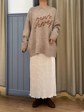 「ウエストゴム」｜「アイテム（アクセサリー）」を使った、mimuさん（レディース・154cm）の秋コーディネート