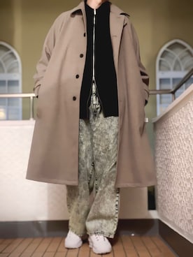 「WEARyouthコーデ」｜「アイテム（ステンカラーコート）」を使った、umiさん（メンズ・180cm）の冬コーディネート