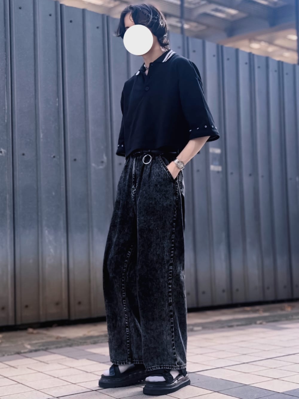 【GRANCY】Ziplayered Wideshort Poloshirt M GRANCY Zip Layered Wide Short Polo Shirt