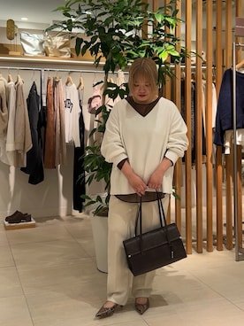 「GALLARDAGALANTE（ガリャルダガランテ）の【2.718】フラップオブロングバッグ（トートバッグ）」を使った、モリさん（レディース・151cm）の秋コーディネート