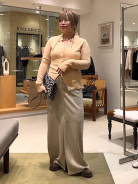 「GALLARDAGALANTE（ガリャルダガランテ）のダブルブリッジアイウェア（メガネ）」を使った、モリさん（レディース・151cm）の秋コーディネート