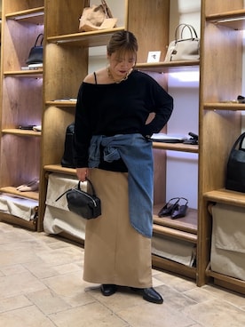 「アイテム（スカート、イエロー系）」を使った、モリさん（レディース・151cm）の秋コーディネート