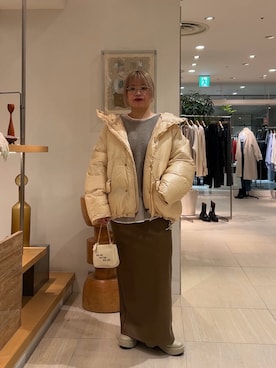 「GALLARDAGALANTE（ガリャルダガランテ）のダブルブリッジアイウェア（メガネ）」を使った、モリさん（レディース・151cm）の秋コーディネート