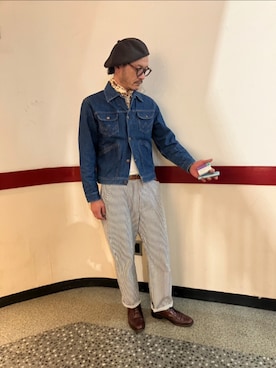 「Wrangler（ラングラー）のアイテム（ジャケット/アウター）」を使った、frisbyさん（メンズ・177cm）の春コーディネート