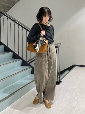 「アイテム（バンダナ/スカーフ）」を使った、うえさん（レディース・154cm）の秋コーディネート