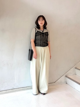 「KBF（ケイビーエフ）のアイテム（パンツ）」を使った、うえさん（レディース・154cm）の夏コーディネート