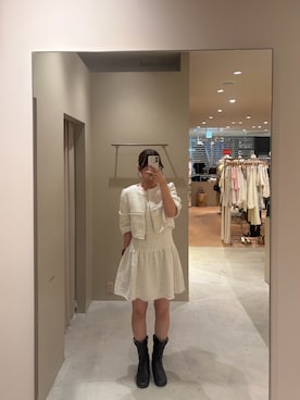 「lilium by lily（リリウムバイリリー）の【lilium by lily】ツィードSETUP（ワンピース、ホワイト系）」を使った、airiさん（レディース・160cm）の秋コーディネート