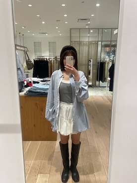 「mystic（ミスティック）のスクエアトゥロングブーツ（ブーツ）」を使った、uchida airiさん（レディース・160cm・20代）の夏コーディネート