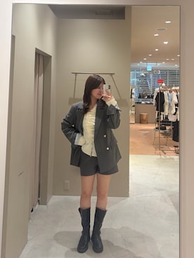 「mystic（ミスティック）のアシメタックプルオーバー（Tシャツ/カットソー、ホワイト系）」を使った、airiさん（レディース・160cm）の秋コーディネート