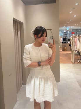 「lilium by lily（リリウムバイリリー）の【lilium by lily】ツィードSETUP（ワンピース、ホワイト系）」を使った、airiさん（レディース・160cm）の秋コーディネート