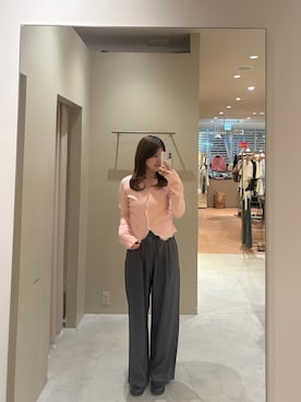 「mystic（ミスティック）の【新色IVO・GRY/3サイズ展開◎】ラインストーンWベルトパンツ（スラックス、グレー系）」を使った、airiさん（レディース・160cm）の秋コーディネート