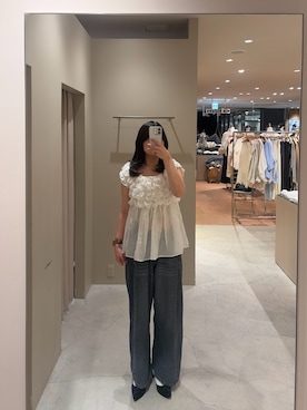 「mystic（ミスティック）の【万能インナー/嬉しい6色展開】パット付きショートキャミソール2（キャミソール、ベージュ系）」を使った、airiさん（レディース・160cm）の夏コーディネート
