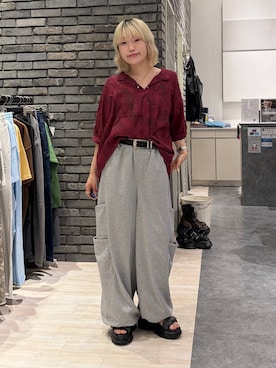 「PAGEBOY（ページボーイ）のモードバックルベルト3（ベルト、ブラック系）」を使った、nya2kichanさん（レディース・158cm）の夏コーディネート