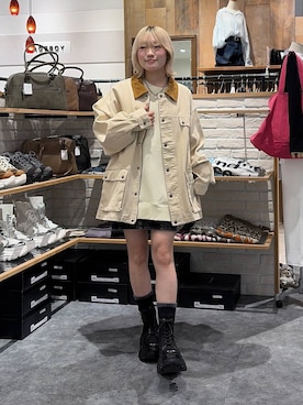 「PAGEBOY（ページボーイ）のレースアップソックスブーツ 【3サイズ展開・軽量】（ブーツ、ブラック系）」を使った、nya2kichanさん（レディース・158cm）の冬コーディネート