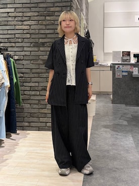 「PAGEBOY（ページボーイ）の＜自宅で洗える！イージーケア＞ スクエアネックリブタンク（タンクトップ、ホワイト系）」を使った、nya2kichanさん（レディース・158cm）の夏コーディネート