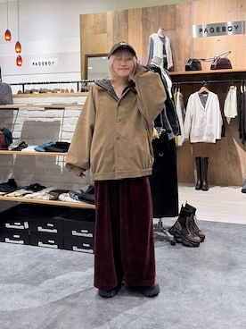 「PBLIM（ページボーイリム）の《UNISEX》ソフトスウェードブルゾン（ブルゾン）」を使った、nya2kichanさん（レディース・158cm）の秋コーディネート