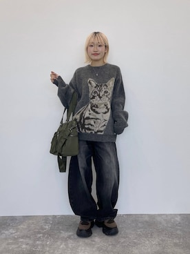 「PBLIM（ページボーイリム）の《UNISEX》スラブブリーチデニム（デニムパンツ）」を使った、nya2kichanさん（レディース・158cm）の秋コーディネート
