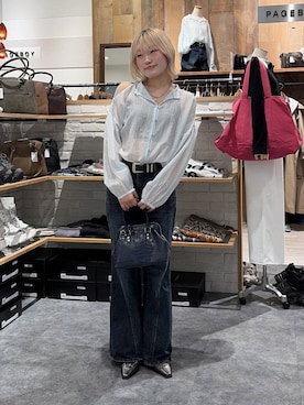 「PAGEBOY（ページボーイ）のモードバックルベルト3（ベルト、ブラック系）」を使った、nya2kichanさん（レディース・158cm）の春コーディネート