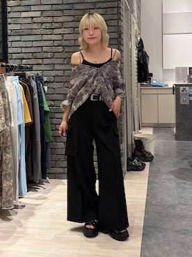 「PAGEBOY（ページボーイ）のモードバックルベルト3（ベルト、ブラック系）」を使った、nya2kichanさん（レディース・158cm）の夏コーディネート