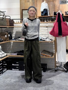 「PAGEBOY（ページボーイ）のプラットチャンキースニーカー（スニーカー、ブラック系）」を使った、nya2kichanさん（レディース・158cm）の春コーディネート