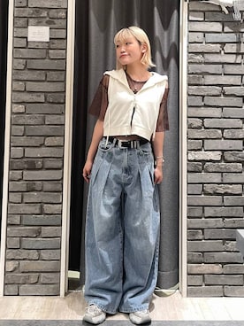「PAGEBOY（ページボーイ）のモードバックルベルト3（ベルト）」を使った、nya2kichanさん（レディース・158cm・20代）の夏コーディネート
