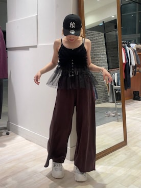 「PAGEBOY（ページボーイ）のサイドタックルーズウラケパンツ/イージーパンツ【4color・2size】（スウェットパンツ）」を使った、nya2kichanさん（レディース・158cm）の夏コーディネート