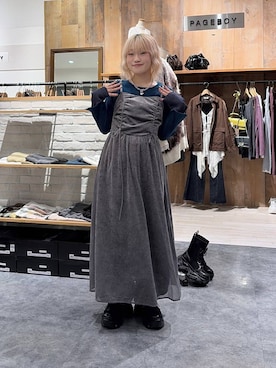 「PBLIM（ページボーイリム）の《UNISEX》スラブブリーチデニム（デニムパンツ）」を使った、nya2kichanさん（レディース・158cm）の秋コーディネート