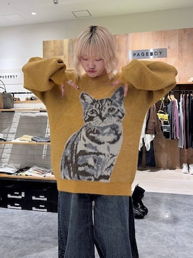 「PBLIM（ページボーイリム）の《UNISEX》スラブブリーチデニム（デニムパンツ）」を使った、nya2kichanさん（レディース・158cm）の秋コーディネート