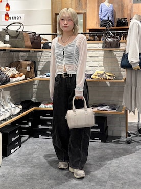 「PAGEBOY（ページボーイ）のモードバックルベルト3（ベルト、ブラック系）」を使った、nya2kichanさん（レディース・158cm）の春コーディネート