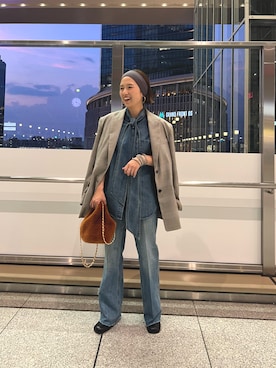 「LOUNGEDRESS（ラウンジドレス）の【20周年限定】 ヴィンテージライクデニムパンツ2nd（デニムパンツ）」を使った、kuuusanさん（レディース・157cm）の秋コーディネート