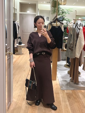 「LOUNGEDRESS（ラウンジドレス）の【GALENA/ガレナ】ラインミニBag（ハンドバッグ）」を使った、kuuusanさん（レディース・157cm）の秋コーディネート