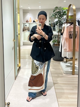 「LOUNGEDRESS（ラウンジドレス）のリネンライクシアージャケット（テーラードジャケット、ブラック系）」を使った、kuuusanさん（レディース・157cm）の春コーディネート