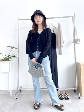 「STERNBERG（スタンバーグ）のアイテム（帽子）」を使った、ぱっち(STERNBERG)さん（レディース・158cm）の夏コーディネート