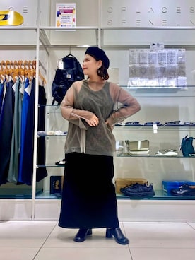 「ブルベ冬×秋カラーコーデ」｜「アイテム（ハンチング/ベレー帽）」を使った、juri.さん（レディース・148cm）の秋コーディネート