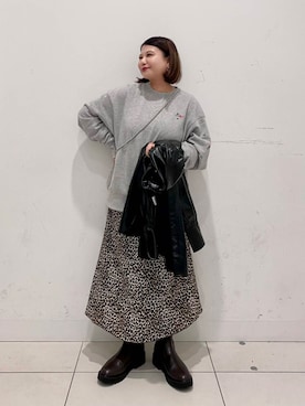 「SENSE OF PLACE by URBAN RESEARCH（センスオブプレイスバイアーバンリサーチ）のアニマルパターンナロースカート（スカート）」を使った、juri.さん（レディース・148cm）の秋コーディネート