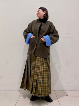 「アイテム（ノーカラーコート）」を使った、juri.さん（レディース・148cm）の秋コーディネート