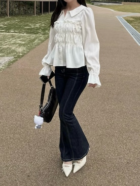 「moment+（モーメントプラス）のアイテム」を使った、mameさん（レディース・155cm）の春コーディネート