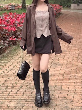 「MARY QUANT（マリークワント）のアイテム」を使った、mameさん（レディース・155cm）の秋コーディネート