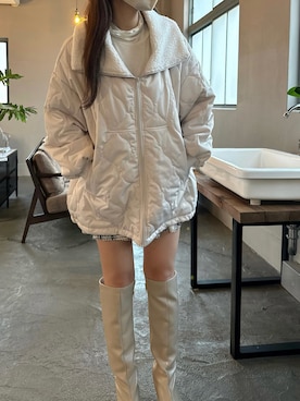 「GRL（グレイル）のアイテム（ジャケット/アウター）」を使った、mameさん（レディース・155cm）の冬コーディネート