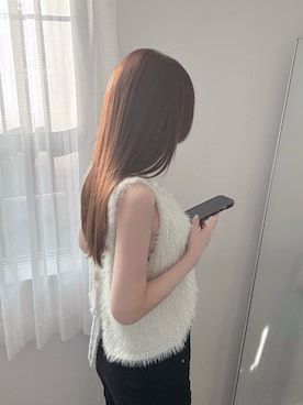 「tiptop（ティップトップ）のラメフェザー2wayベスト（ベスト、ホワイト系）」を使った、mameさん（レディース・155cm）の夏コーディネート