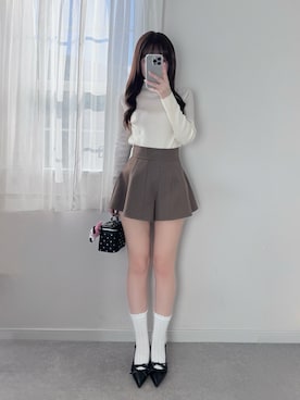 「GU（ジーユー）のアイテム（ニット/セーター、その他）」を使った、mameさん（レディース・155cm）の春コーディネート