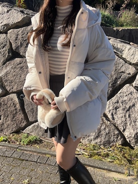 「GRL（グレイル）のアイテム（ジャケット/アウター）」を使った、mameさん（レディース・155cm）の冬コーディネート
