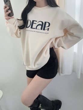 「GRL（グレイル）のアイテム（スウェット）」を使った、mameさん（レディース・155cm）の冬コーディネート