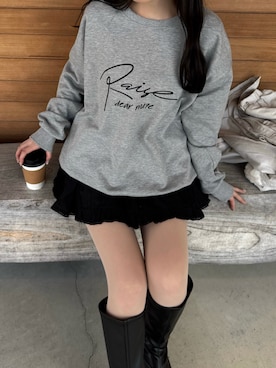 「GRL（グレイル）のアイテム（スウェット）」を使った、mameさん（レディース・155cm）の冬コーディネート