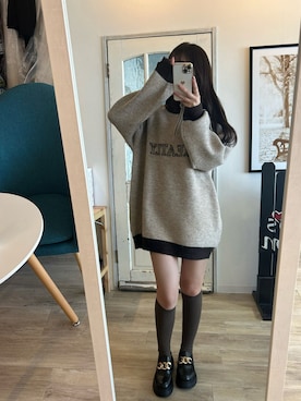 「GRL（グレイル）のアイテム（ワンピース/ドレス）」を使った、mameさん（レディース・155cm）の冬コーディネート