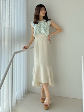 「マーメイドスカート」｜「アイテム（シャツ/ブラウス）」を使った、mihoさん（レディース・163cm）の夏コーディネート